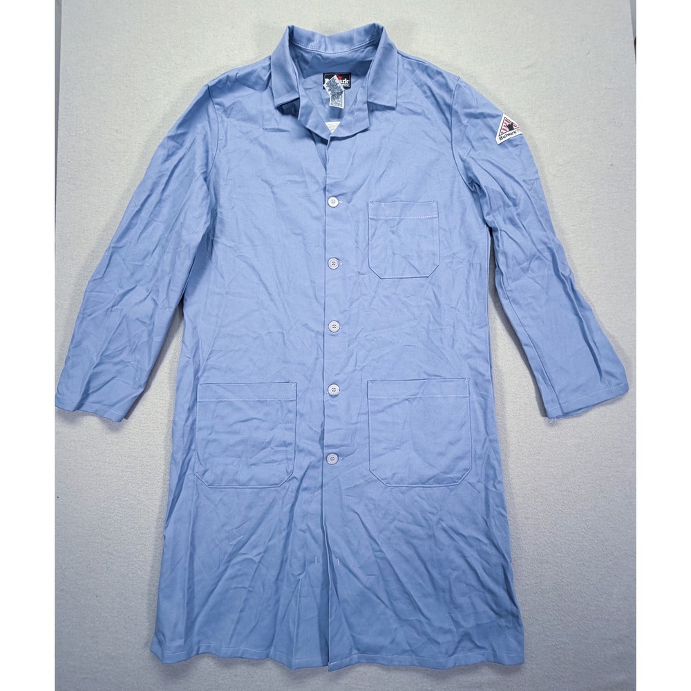 Bulwark Mens Lab Coat Regular Fit Blue Flame Resistant Medium